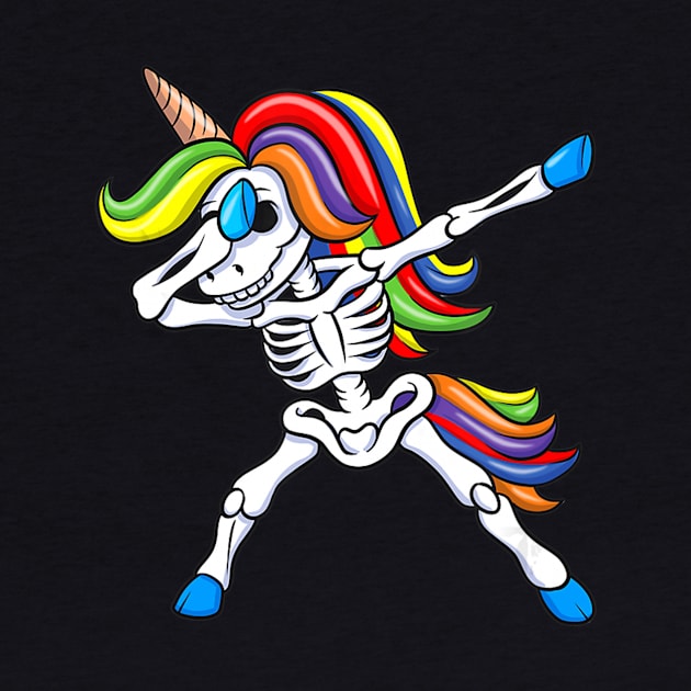 Dabbing Skeleton Unicorn Shirt Kids Girls Halloween Gift Dab by adrinalanmaji